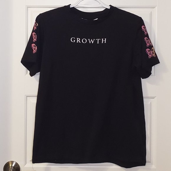 Urban Kids Girl's Black Growth Butterfly Short Sleeve T-Shirt-Size: Large/14-16 - Picture 6 of 6